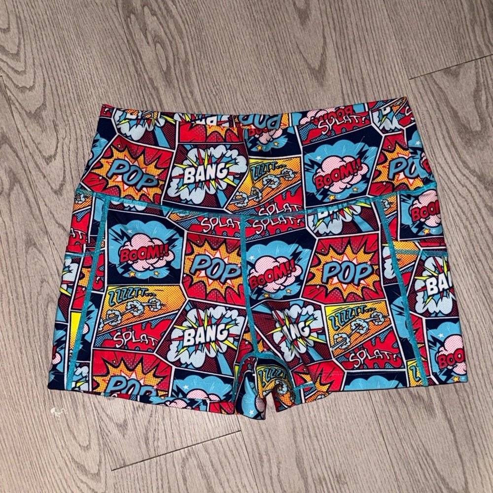 Constantly Varied Gear Women’s Comic Pop Bike Shorts - Red, Blue, Yellow, Black